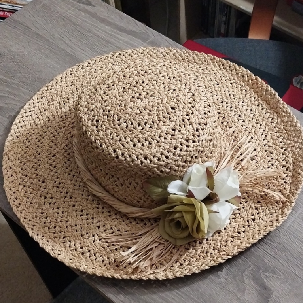 Cherokee Straw Sun Hat with Floral Accent